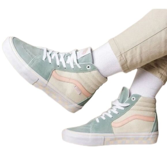 Vans Mint Green and Peach High-Top Sneakers - Picture 1 of 16